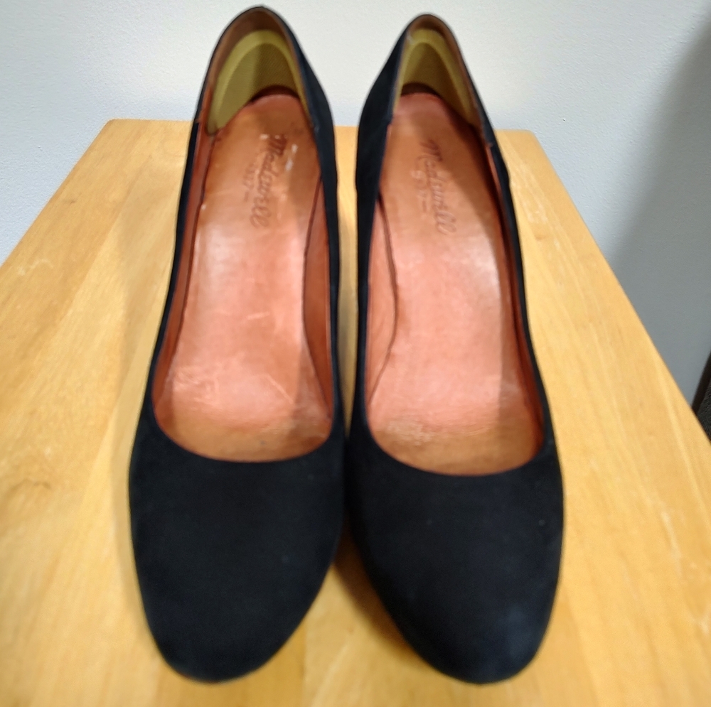 Madewell | Frankie Pump Black Suede Leather Heels Round Toe Style 04711 Size 8 - Picture 3 of 5